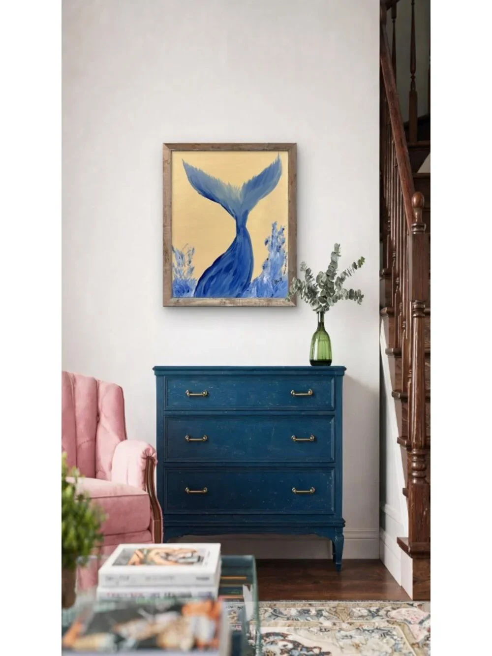 Whale Tail Art Print Coastal Ocean Wall Art Signed Giclee Beach House Decor Gift
